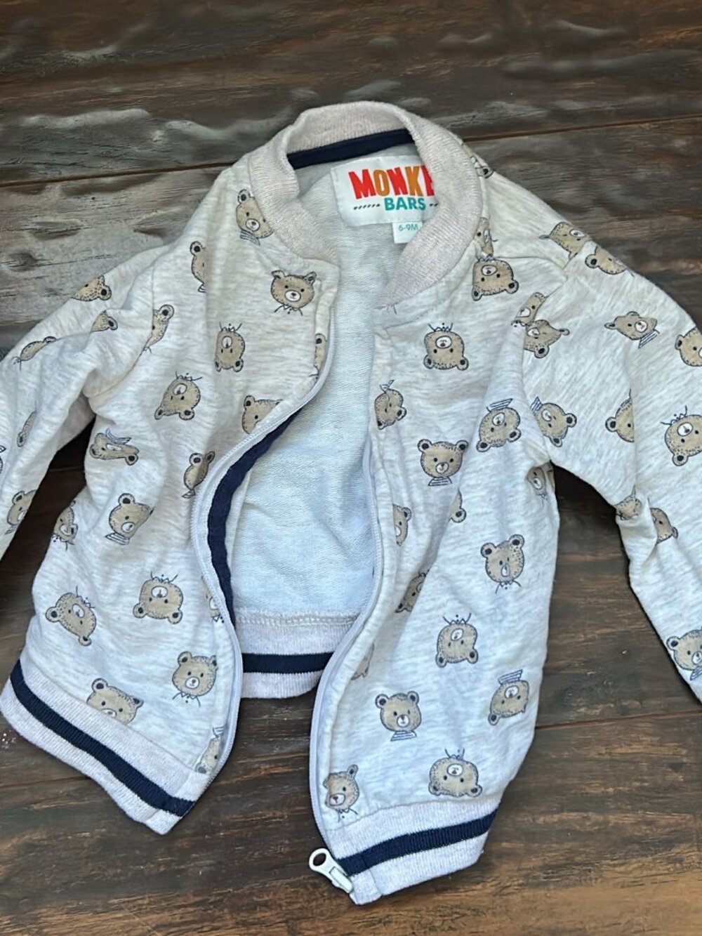 6-9M Bear Zip-up sweater